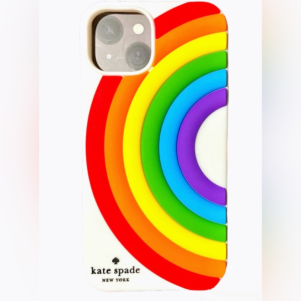 NIB kate spade Rainbow iPhone 14 Soft Case, Pride, Debossed, Check Fit Brand New